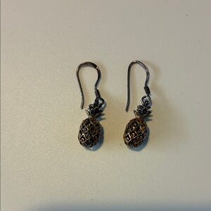 Pineapple Dangle Earrings in Antique Gold